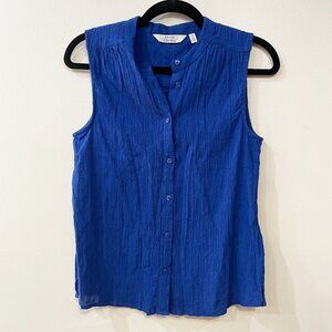 Like New & Other Stories Swiss Dot 100% Cotton Sleeveless Shirt Blue 0, XS